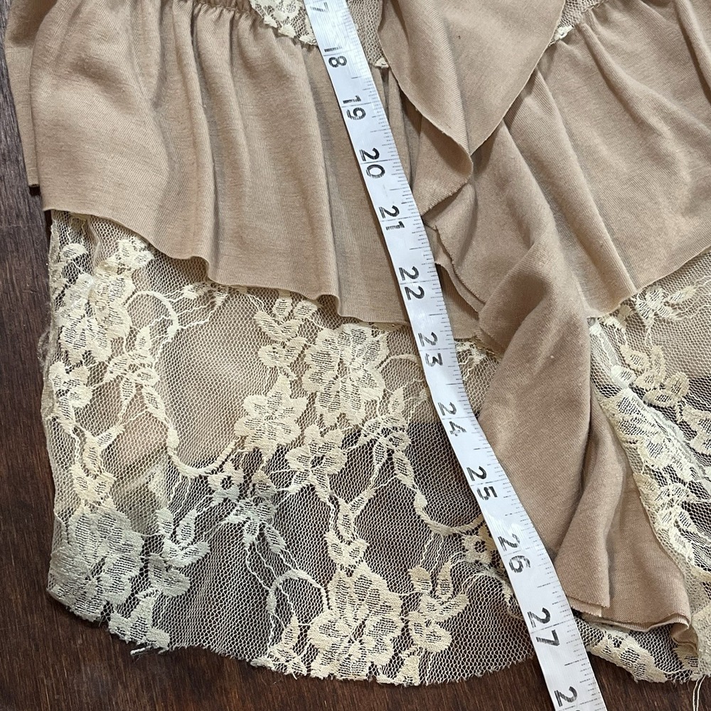 Western Boho Tiered Lace Festival Top Small Coastal Cowgirl Indie Layered Ruffle - Picture 8 of 10